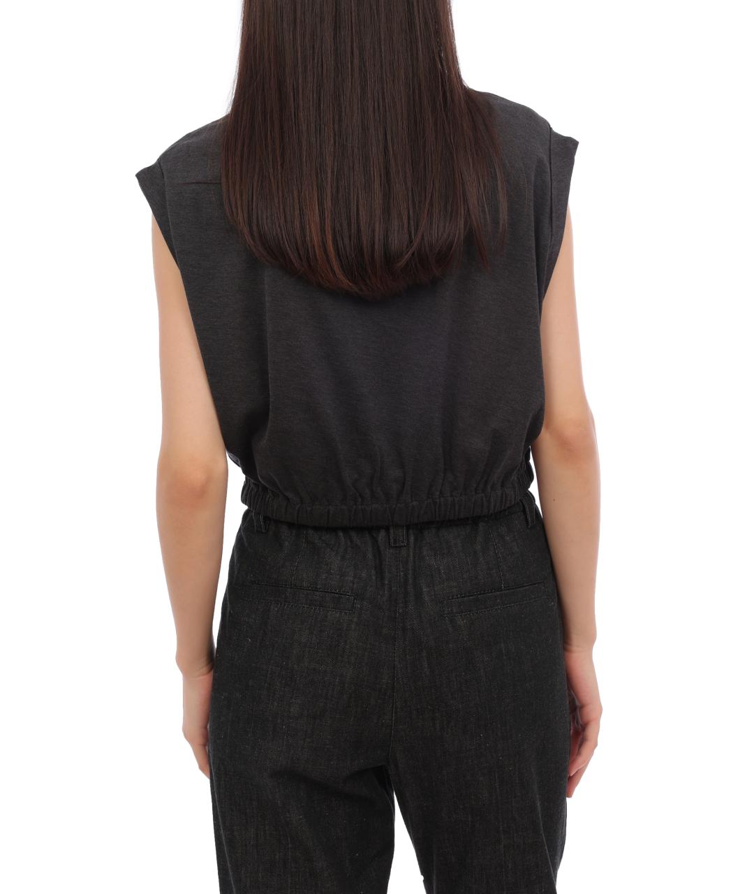 BRUNELLO CUCINELLI Черная хлопковая майка, фото 4