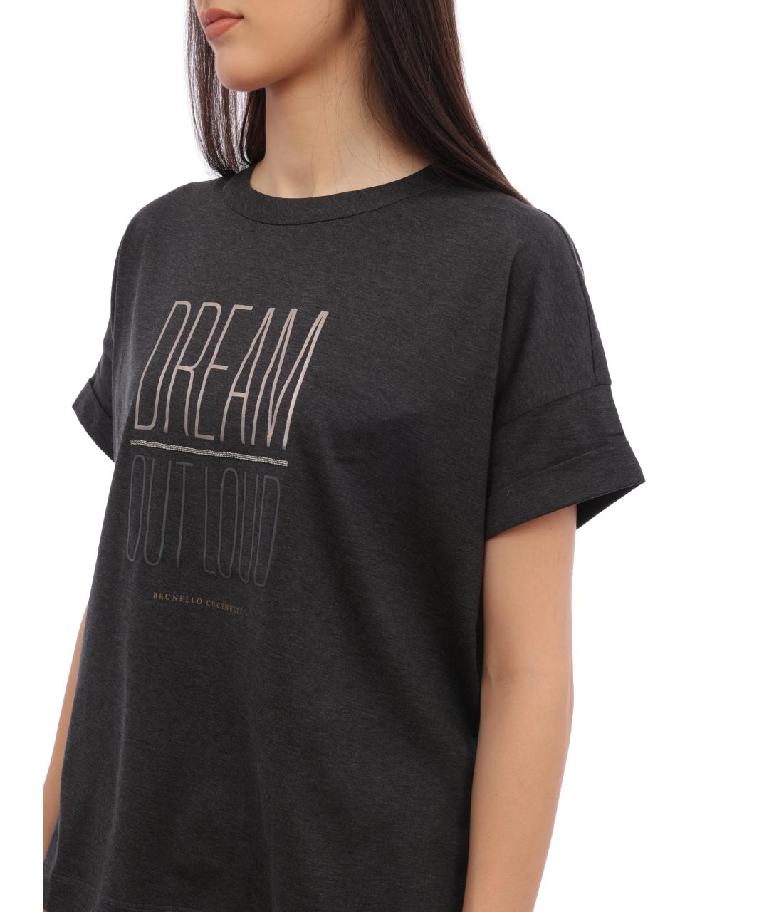BRUNELLO CUCINELLI Черная хлопковая футболка, фото 2