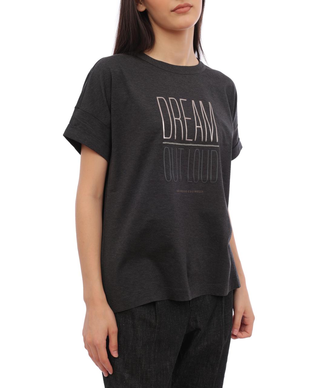 BRUNELLO CUCINELLI Черная хлопковая футболка, фото 3
