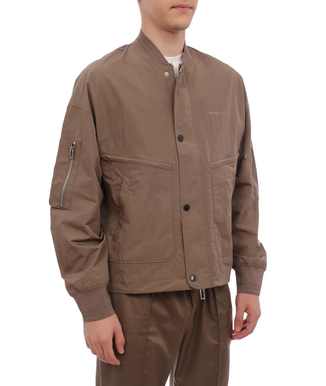 EMPORIO ARMANI Коричневая полиамидовая куртка, фото 2