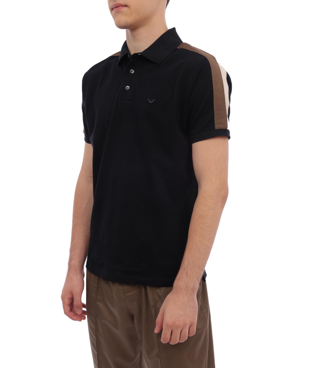 EMPORIO ARMANI Черное поло с коротким рукавом, фото 3