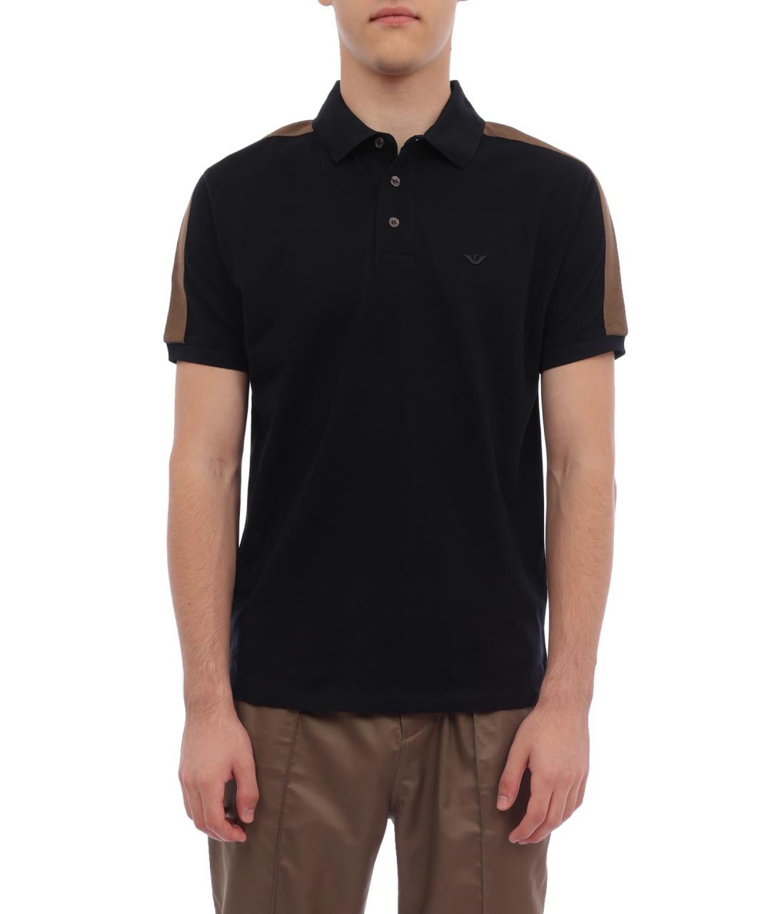 EMPORIO ARMANI Черное поло с коротким рукавом, фото 1
