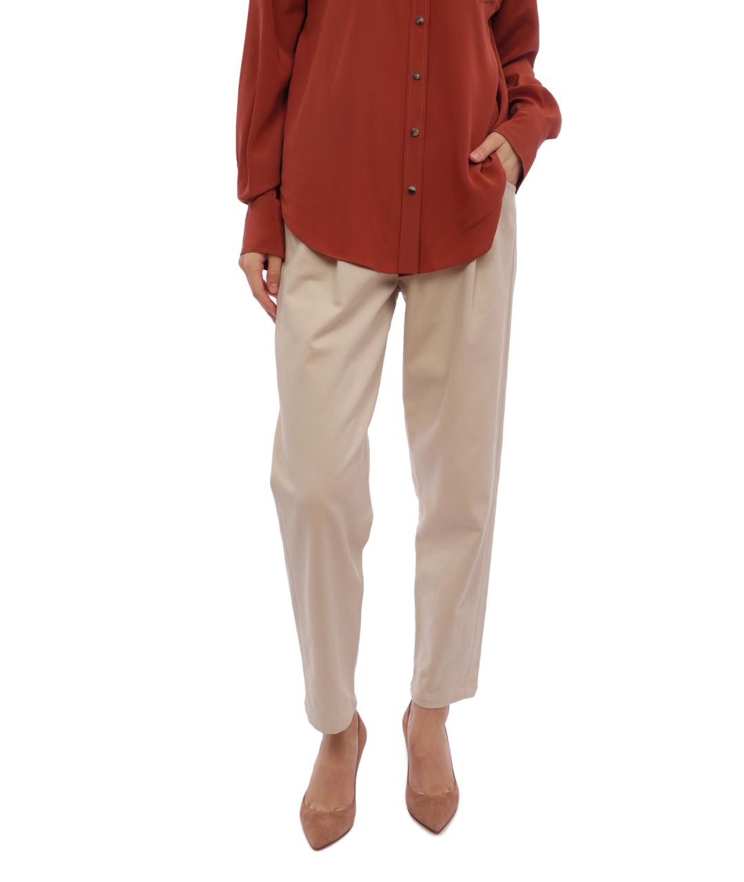 BRUNELLO CUCINELLI Бежевые хлопковые прямые брюки, фото 2