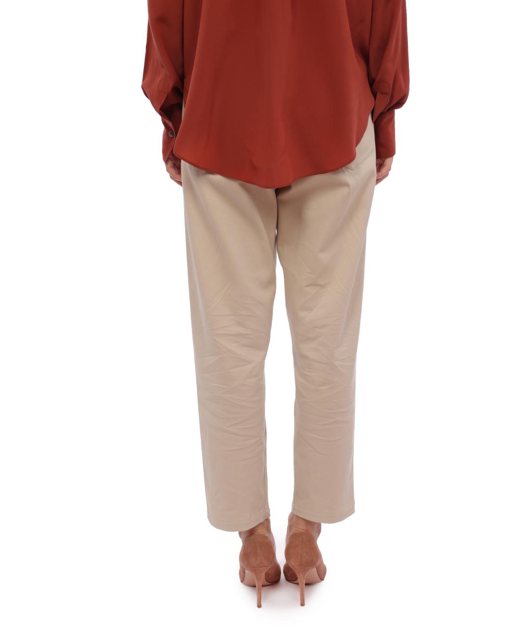 BRUNELLO CUCINELLI Бежевые хлопковые прямые брюки, фото 5