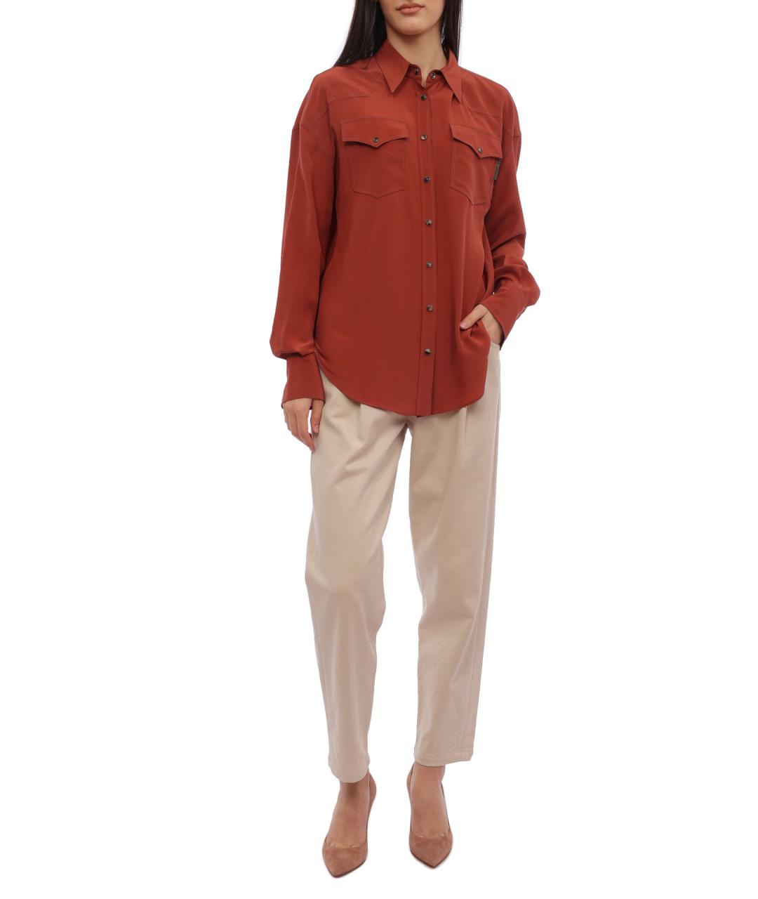 BRUNELLO CUCINELLI Бежевые хлопковые прямые брюки, фото 3