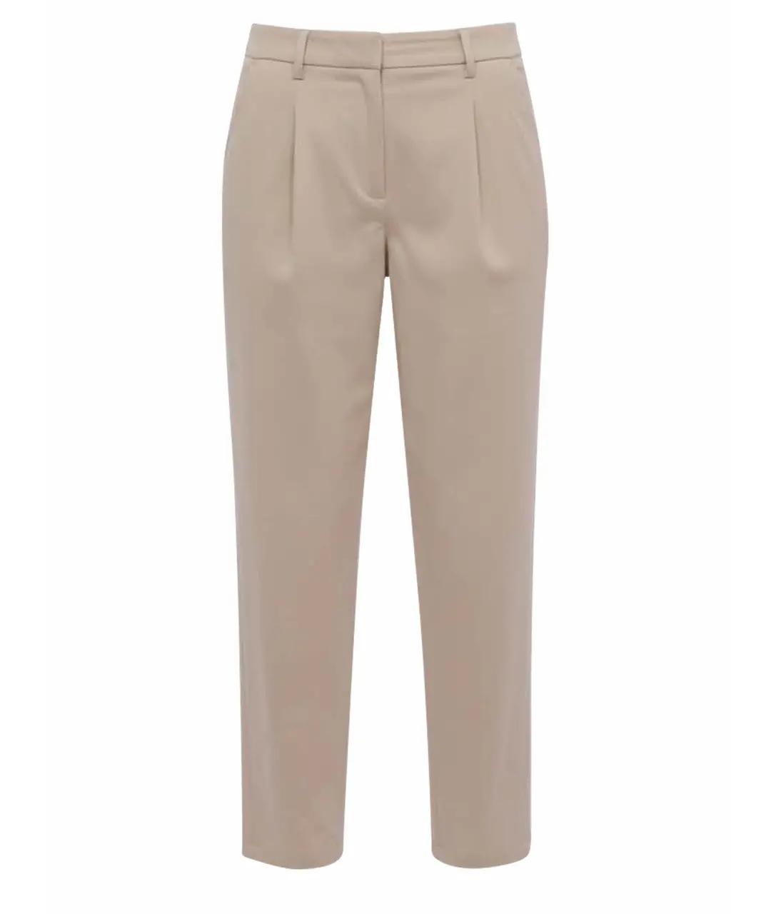BRUNELLO CUCINELLI Бежевые хлопковые прямые брюки, фото 1