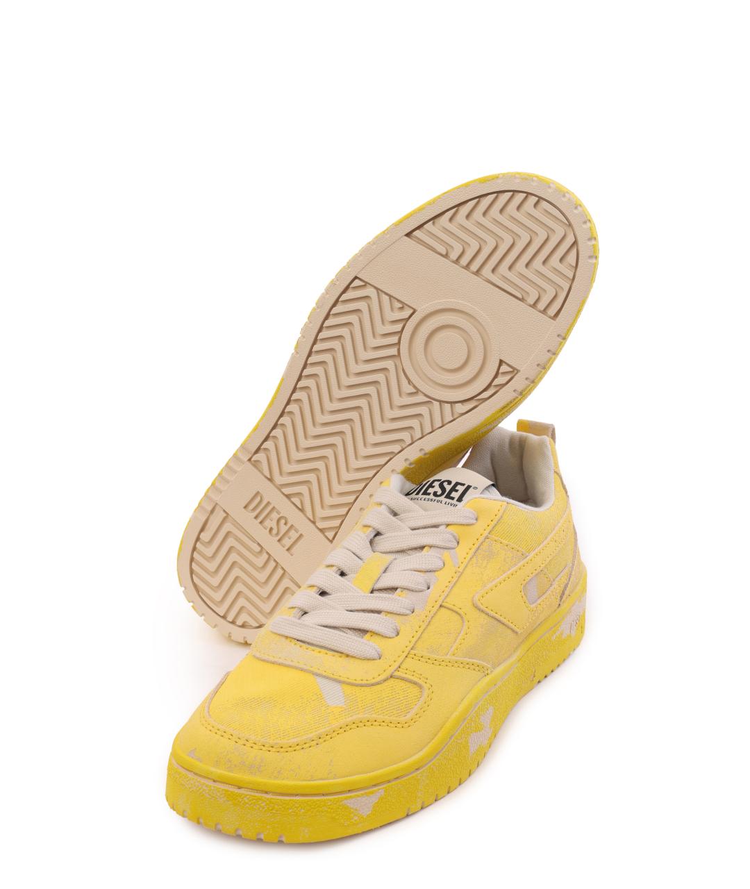 DIESEL Желтые текстильные низкие кроссовки / кеды, фото 4