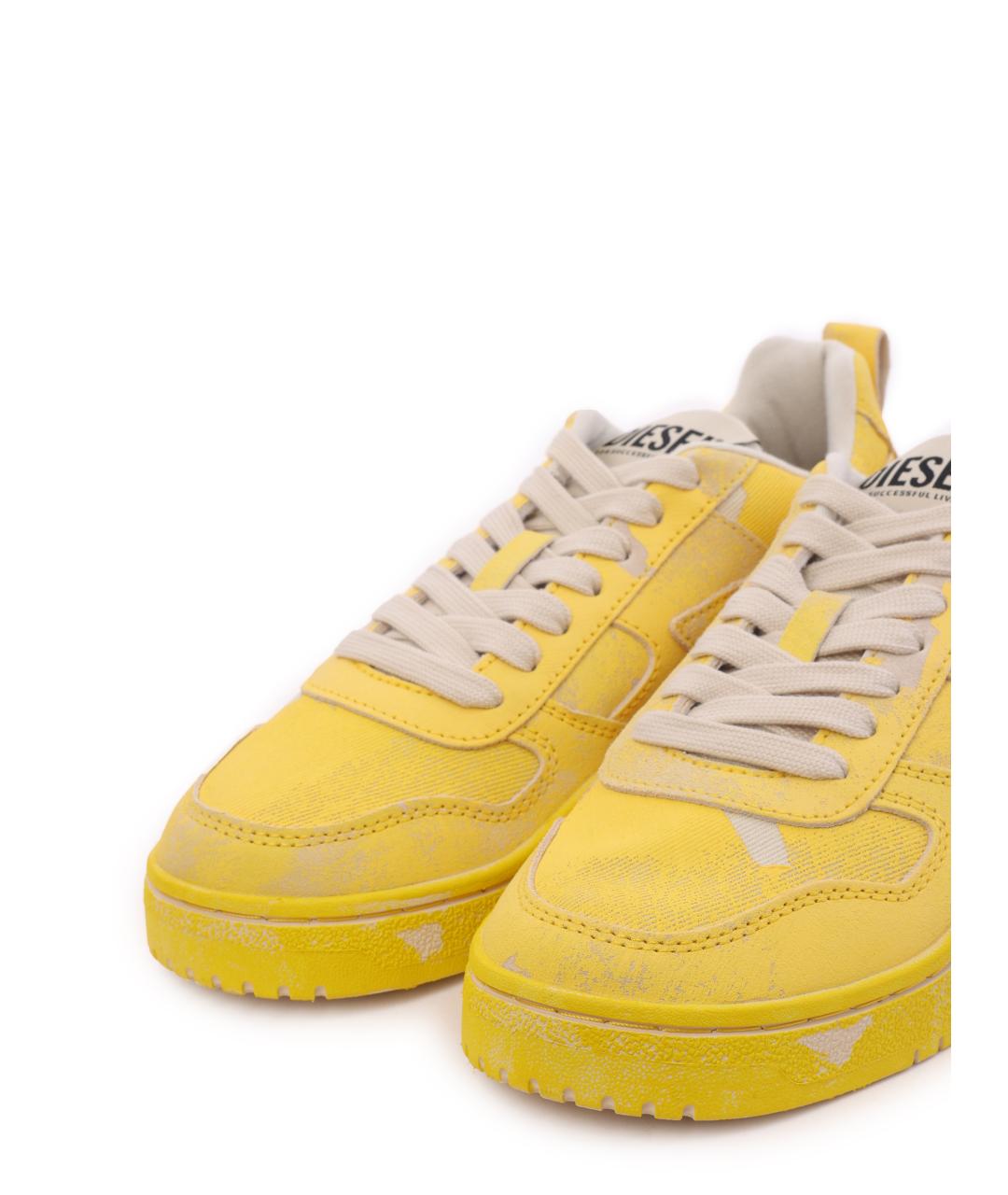 DIESEL Желтые текстильные низкие кроссовки / кеды, фото 7