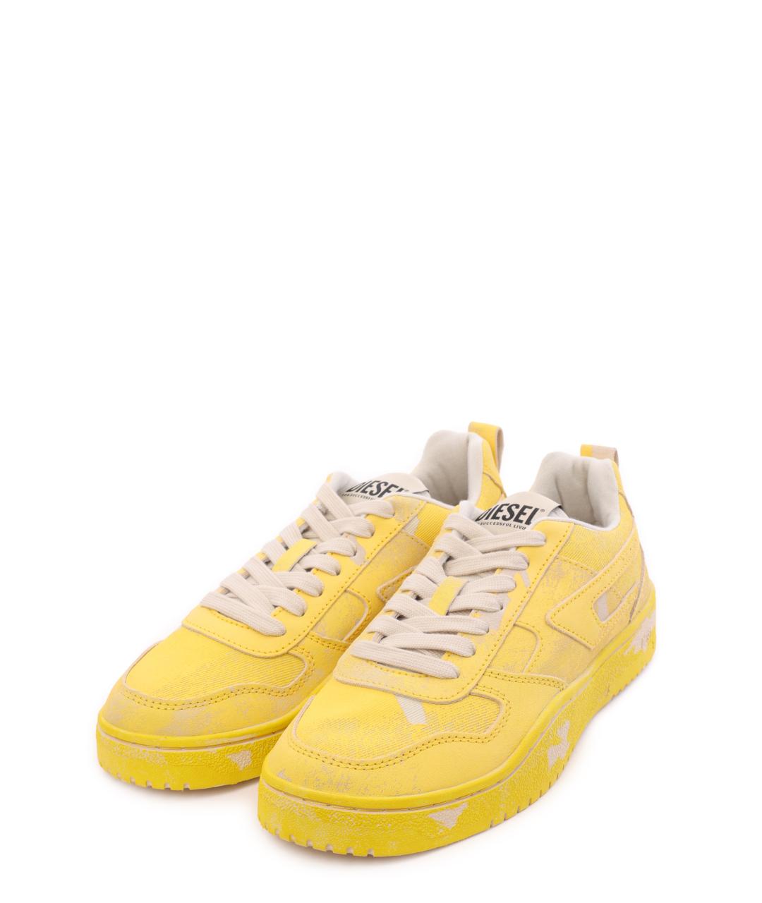 DIESEL Желтые текстильные низкие кроссовки / кеды, фото 2