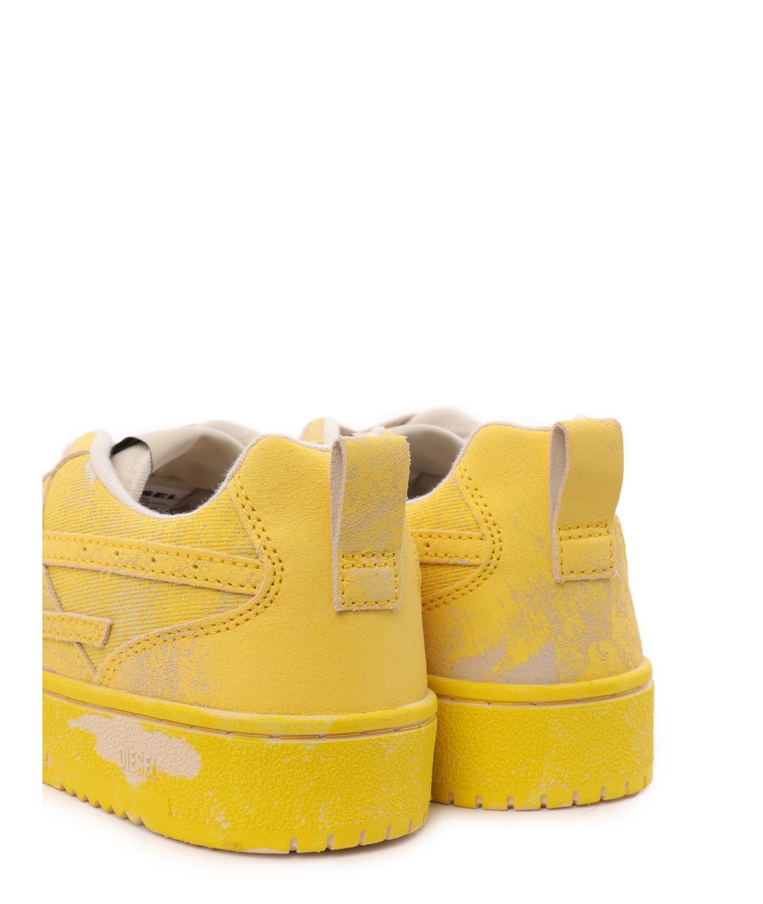 DIESEL Желтые текстильные низкие кроссовки / кеды, фото 6