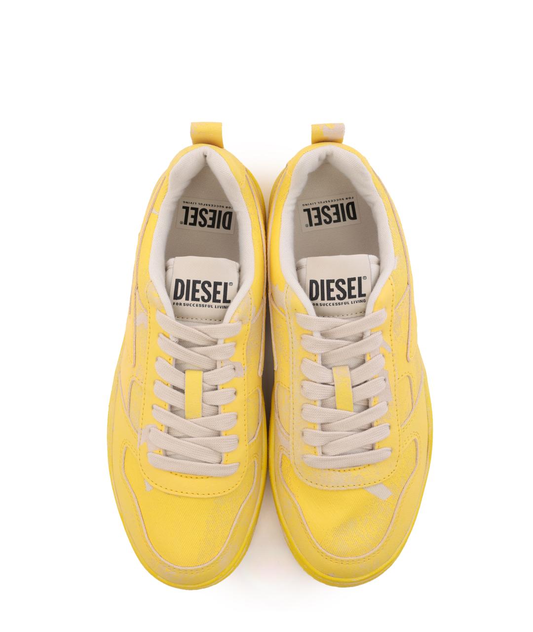 DIESEL Желтые текстильные низкие кроссовки / кеды, фото 5