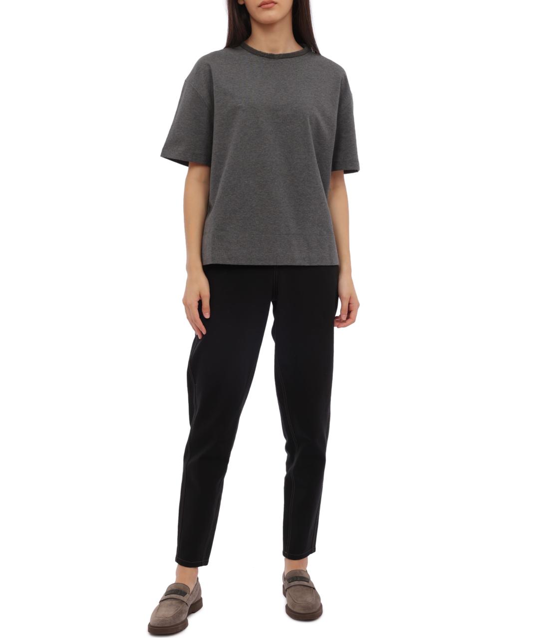 BRUNELLO CUCINELLI Черные прямые брюки, фото 3