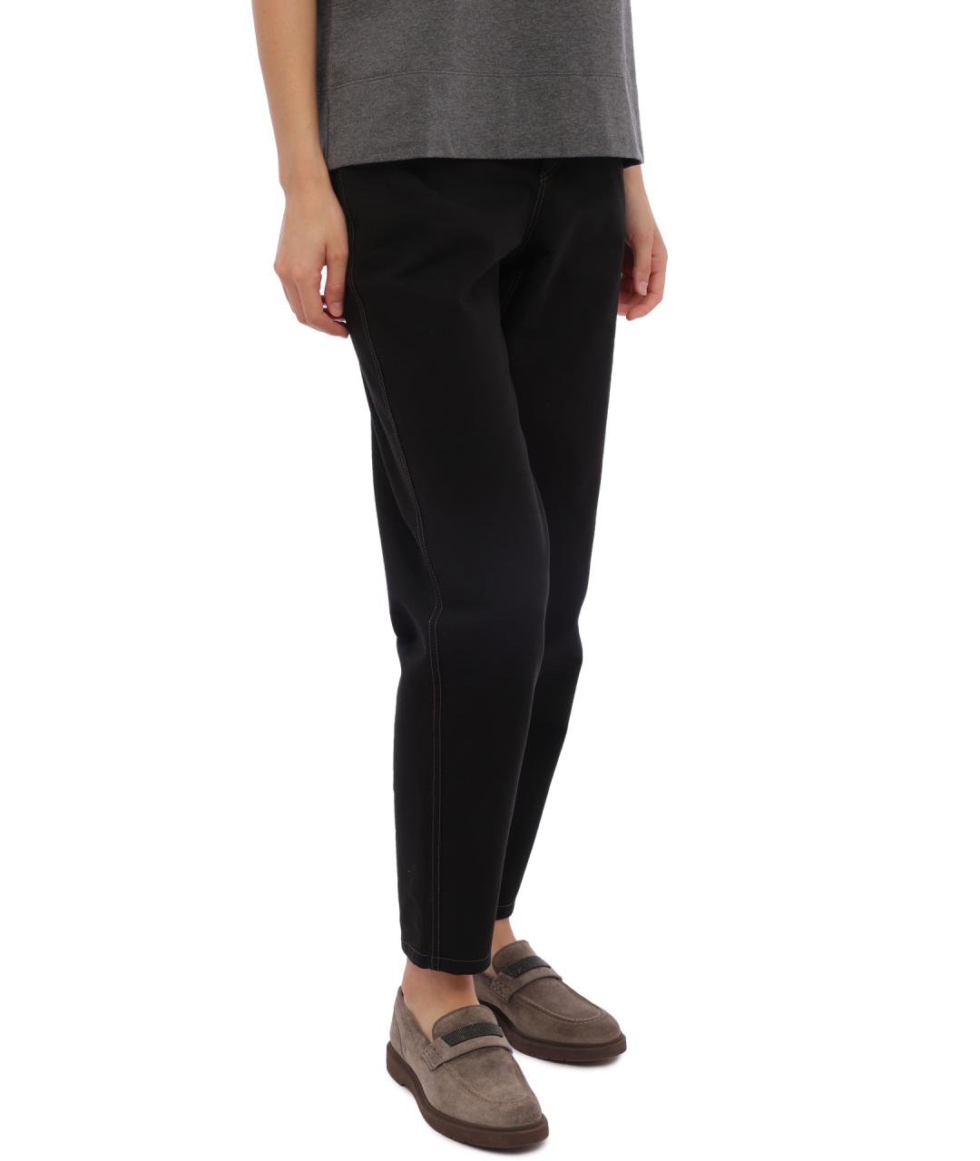 BRUNELLO CUCINELLI Черные прямые брюки, фото 5