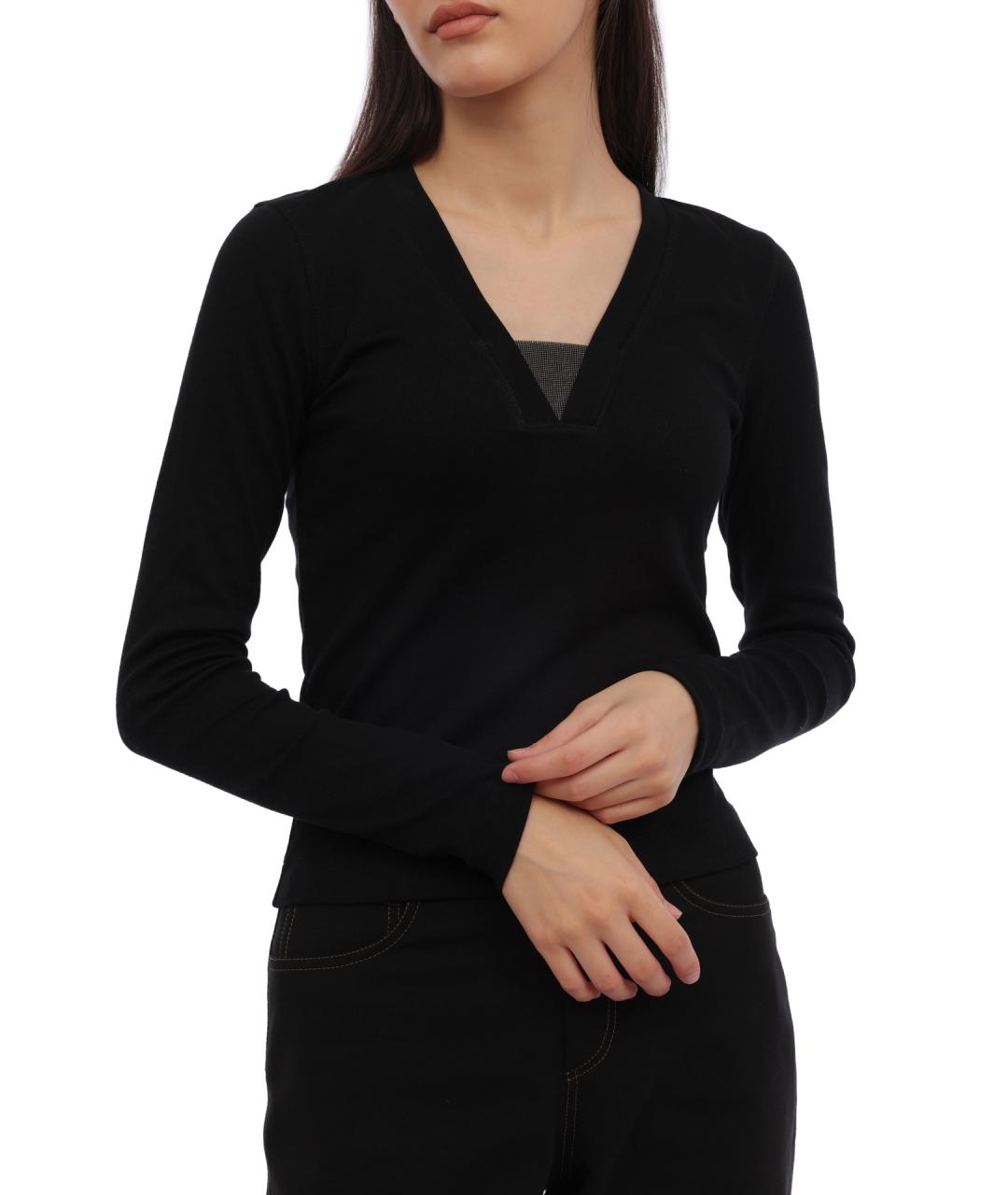 BRUNELLO CUCINELLI Черный хлопковый джемпер / свитер, фото 2