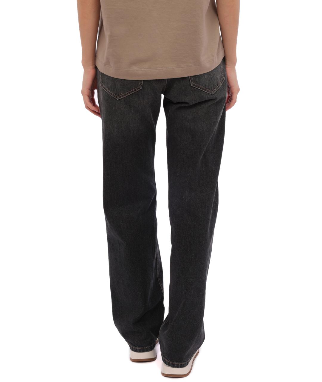 BRUNELLO CUCINELLI Черные хлопковые прямые джинсы, фото 4