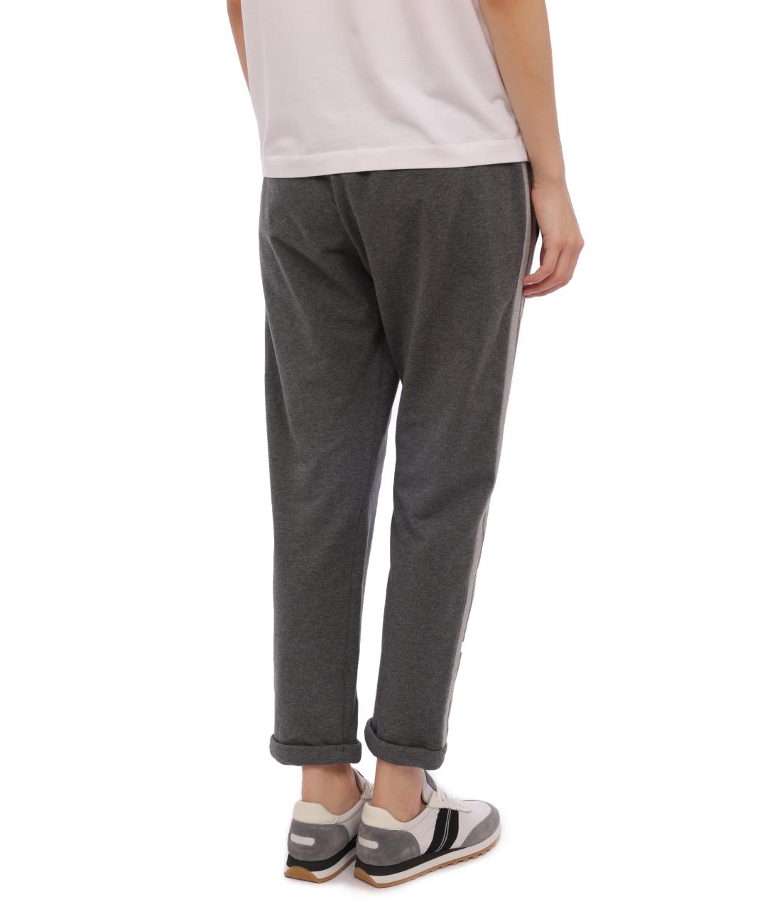 BRUNELLO CUCINELLI Серые хлопковые прямые брюки, фото 3