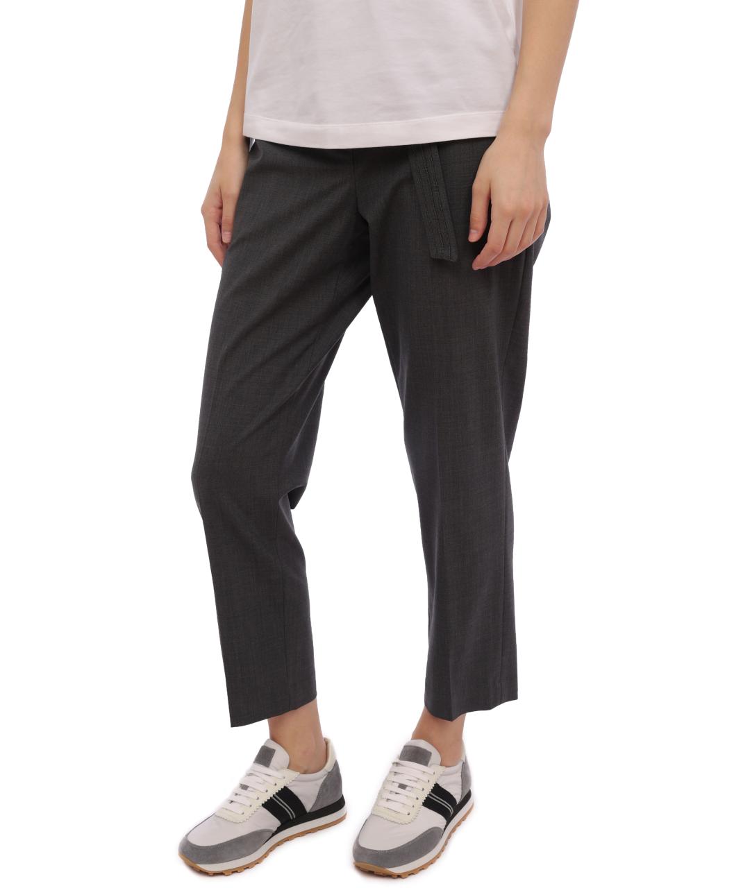 BRUNELLO CUCINELLI Серые хлопковые прямые брюки, фото 3