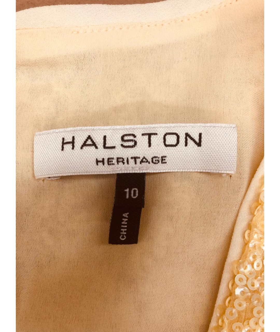 HALSTON HERITAGE Желтое полиэстеровое вечернее платье, фото 5