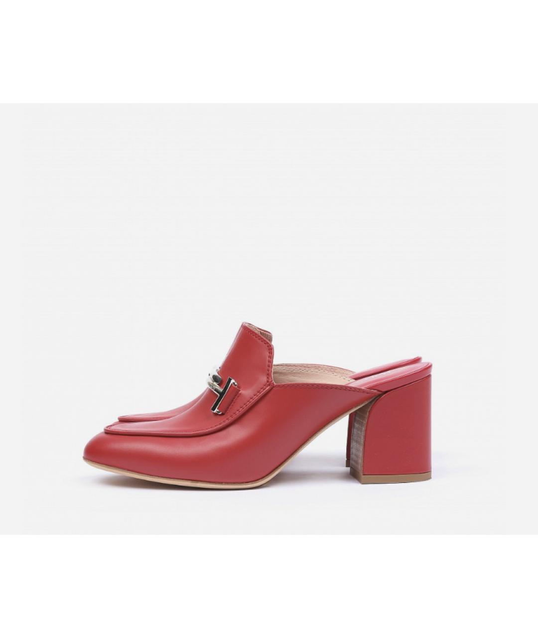 TOD'S Красные кожаные сабо, фото 5