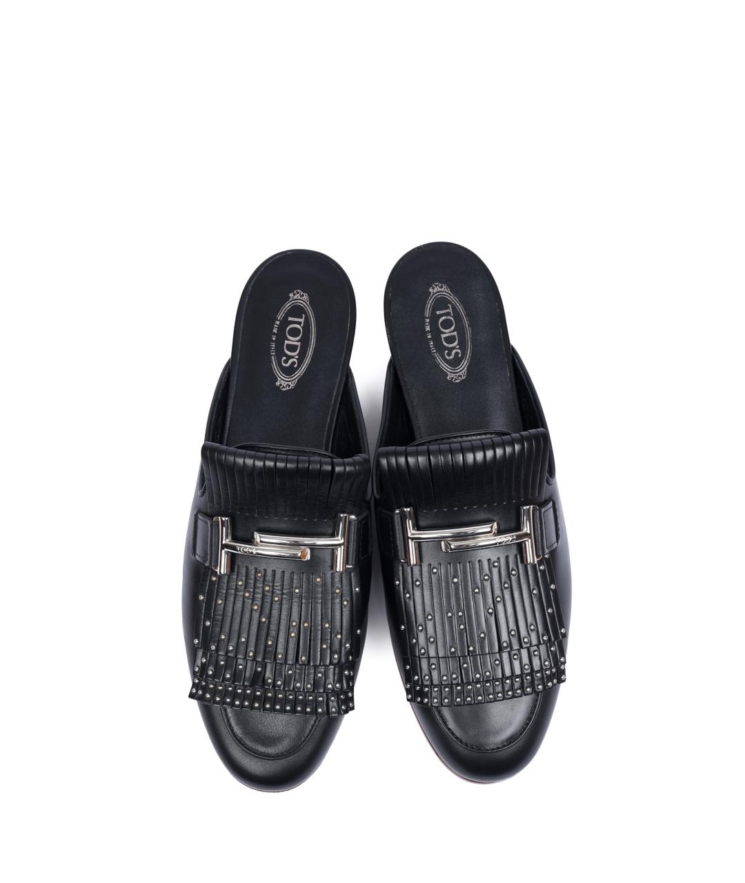 TOD'S Черные кожаные мюли, фото 4