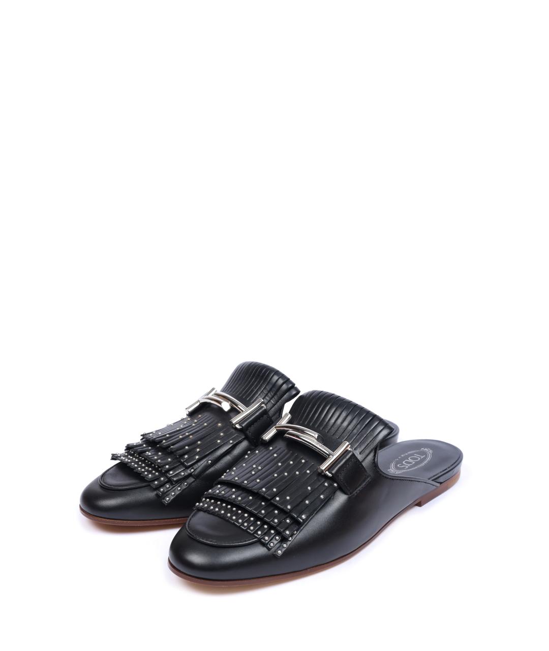 TOD'S Черные кожаные мюли, фото 2