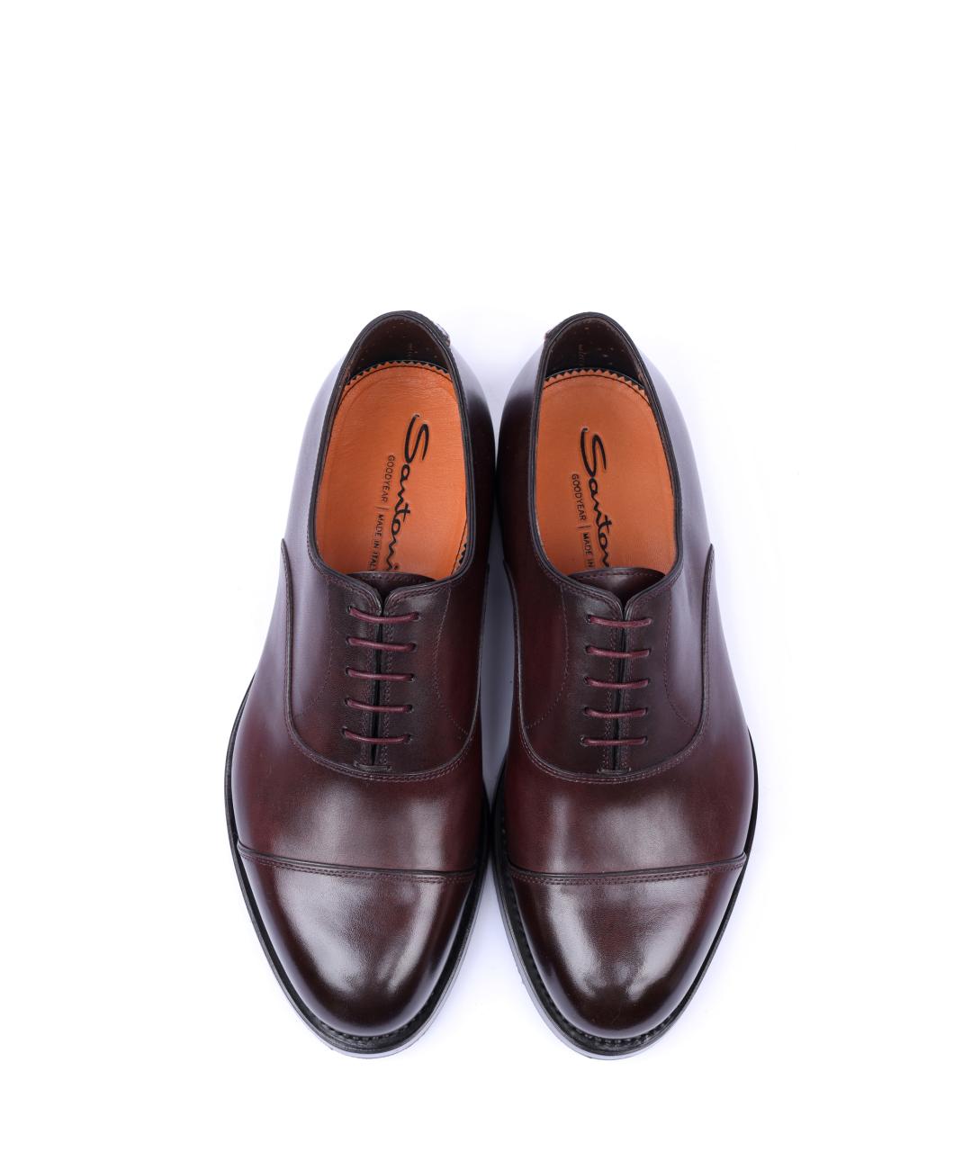 SANTONI Коричневые кожаные туфли, фото 4