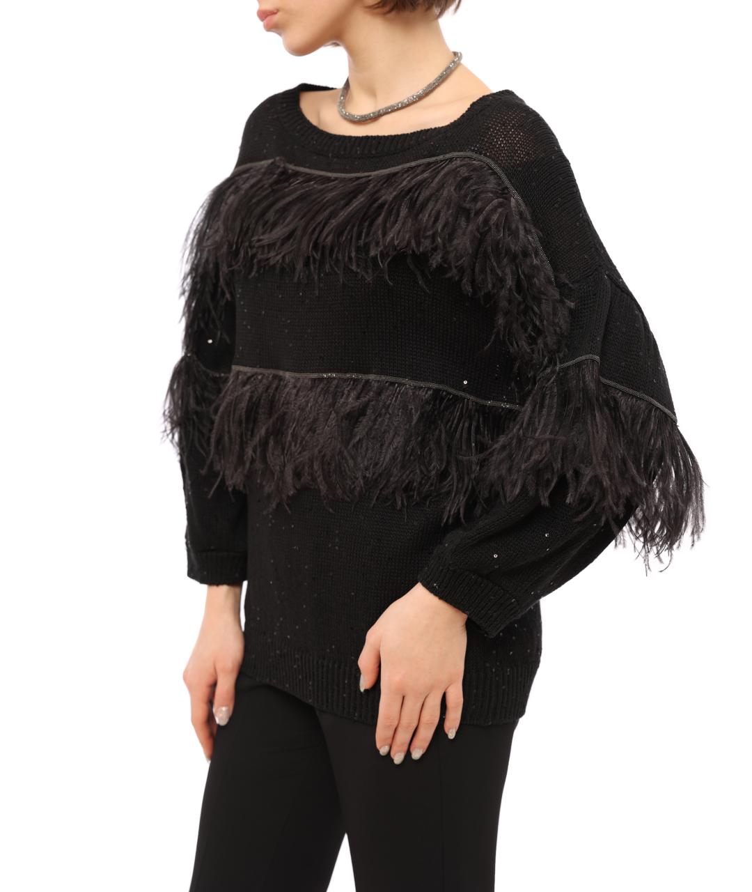 BRUNELLO CUCINELLI Черный хлопковый джемпер / свитер, фото 3