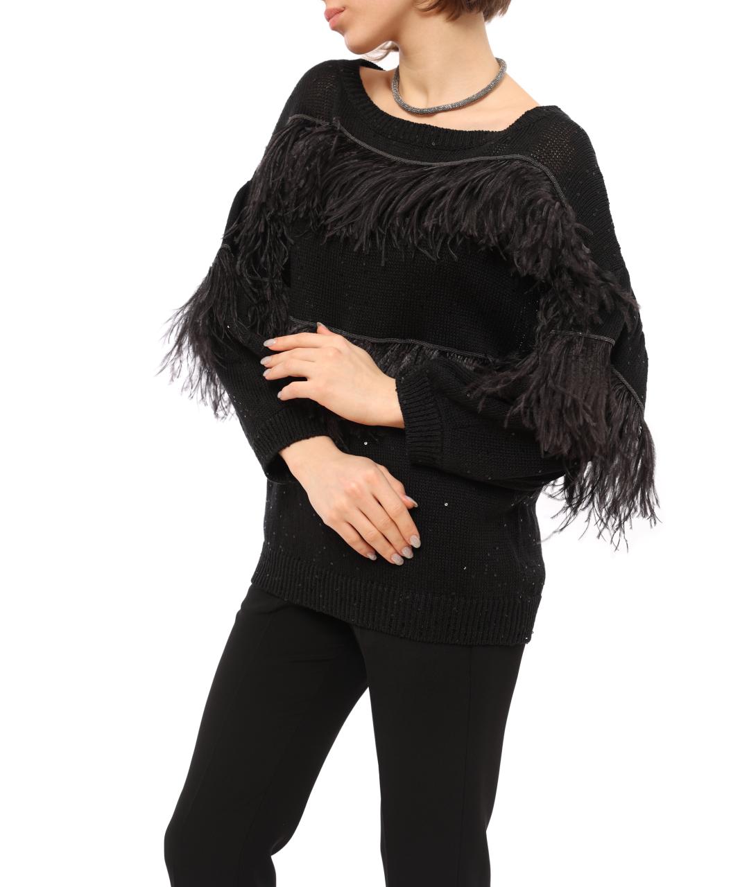 BRUNELLO CUCINELLI Черный хлопковый джемпер / свитер, фото 4