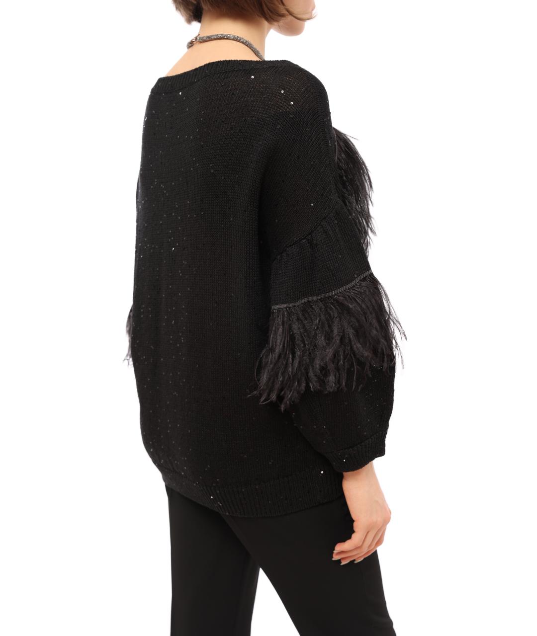 BRUNELLO CUCINELLI Черный хлопковый джемпер / свитер, фото 5