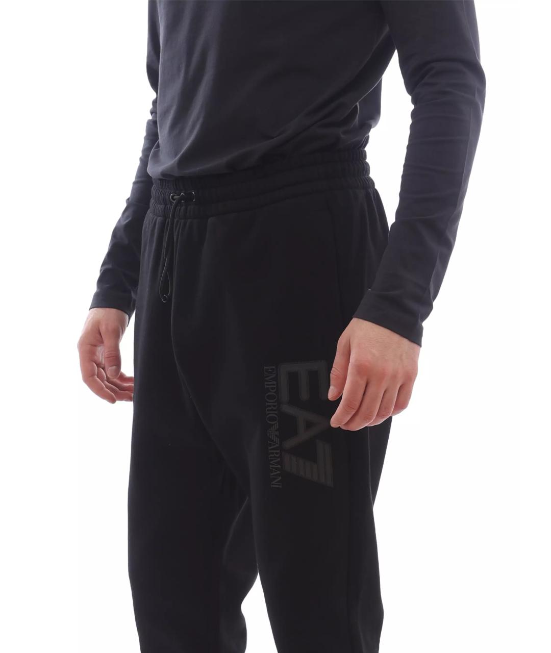 EA7 Черные хлопковые повседневные брюки, фото 3