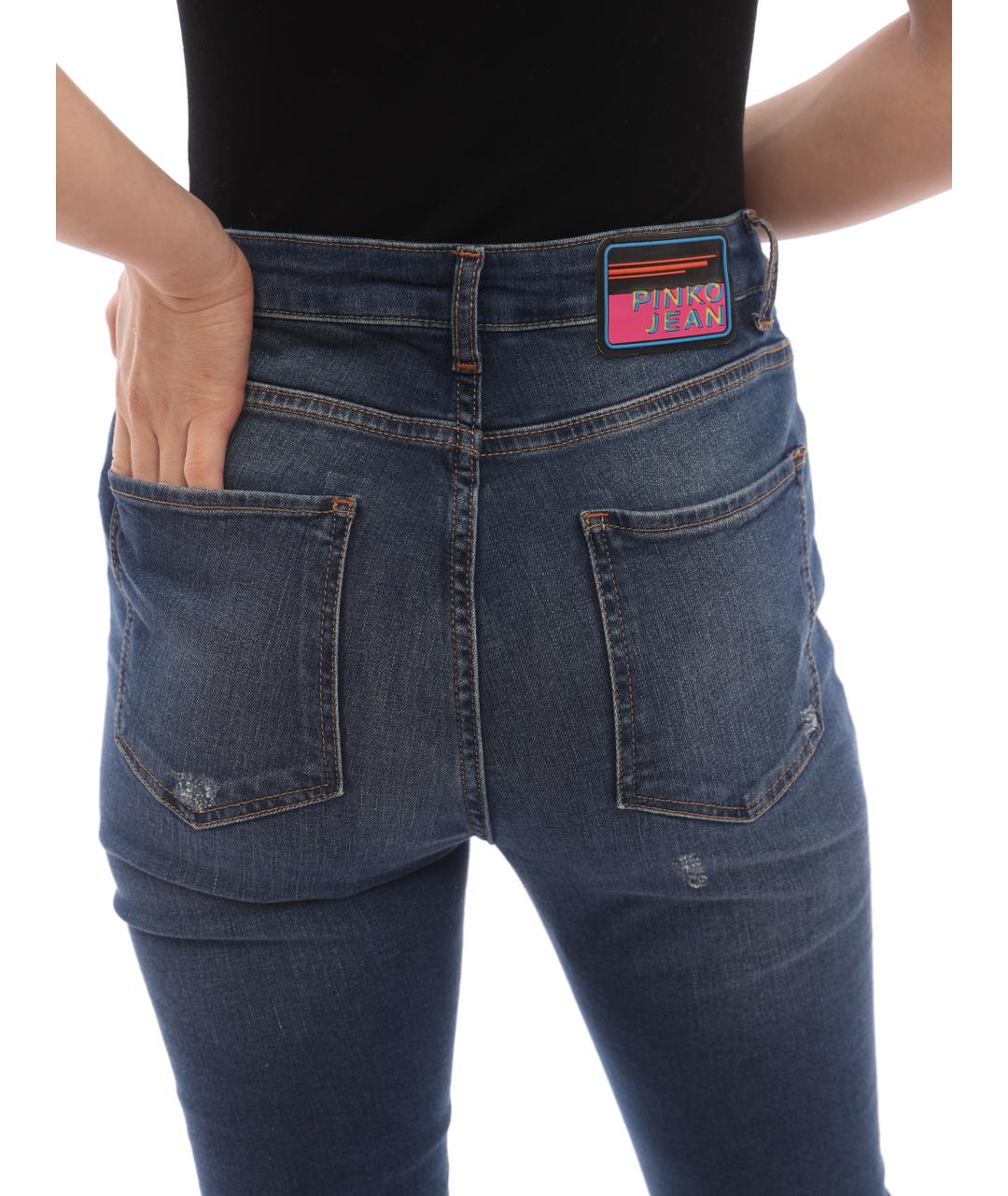 PINKO Синие хлопковые джинсы слим, фото 5