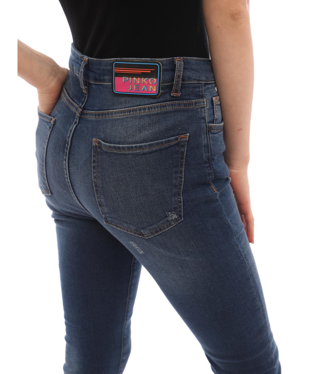 PINKO Синие хлопковые джинсы слим, фото 6