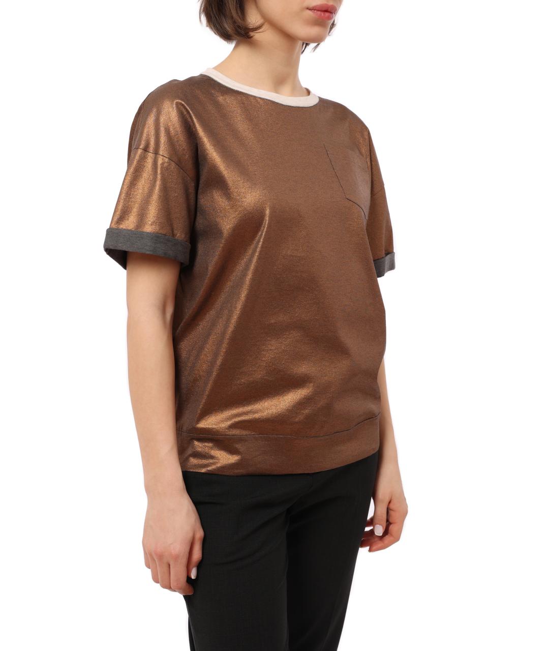 BRUNELLO CUCINELLI Коричневая футболка, фото 3