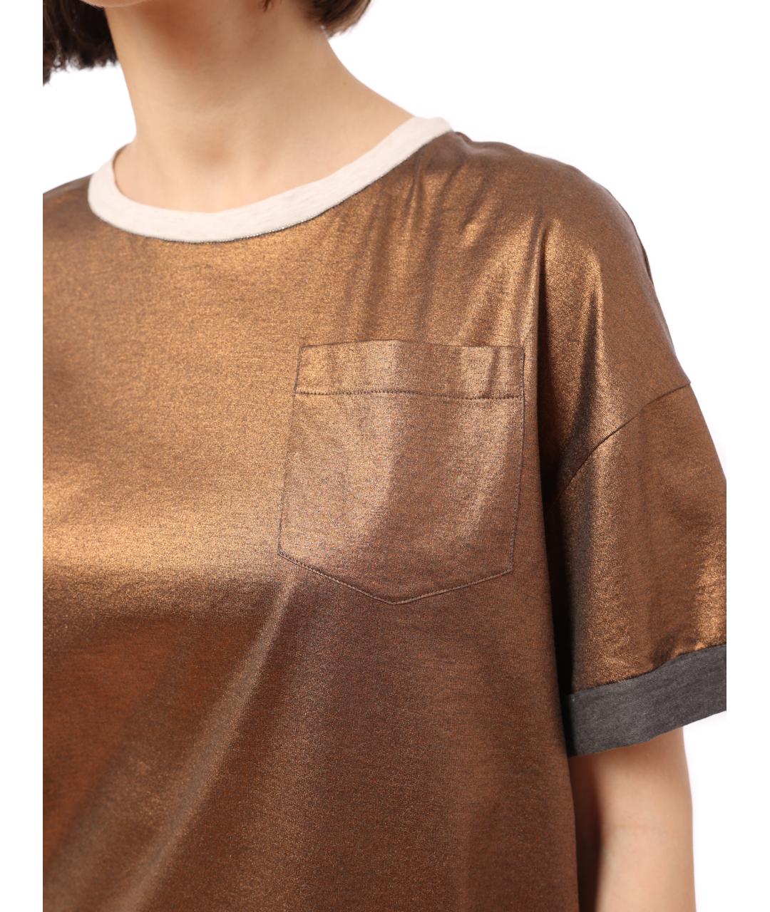 BRUNELLO CUCINELLI Коричневая футболка, фото 5