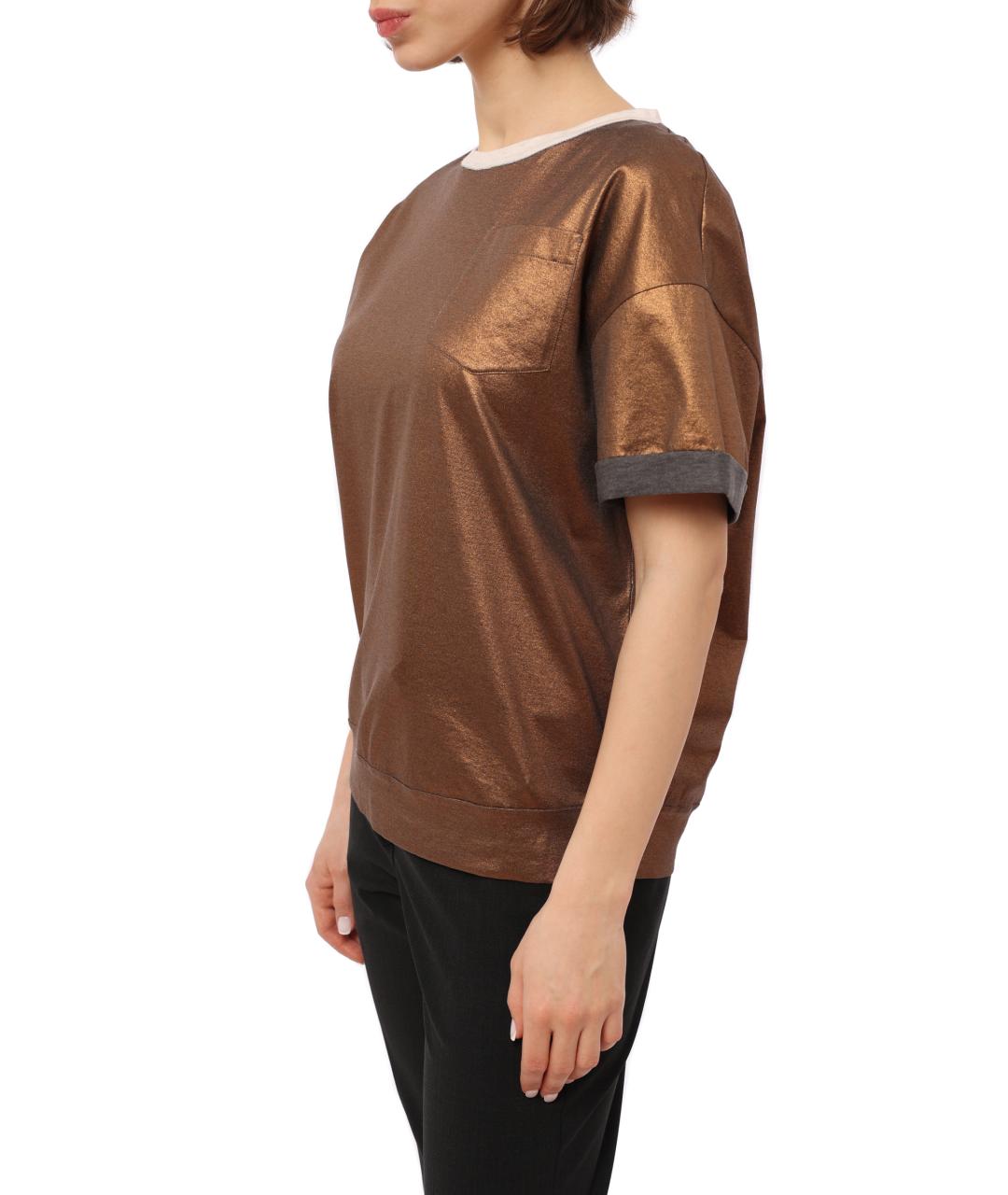BRUNELLO CUCINELLI Коричневая футболка, фото 2