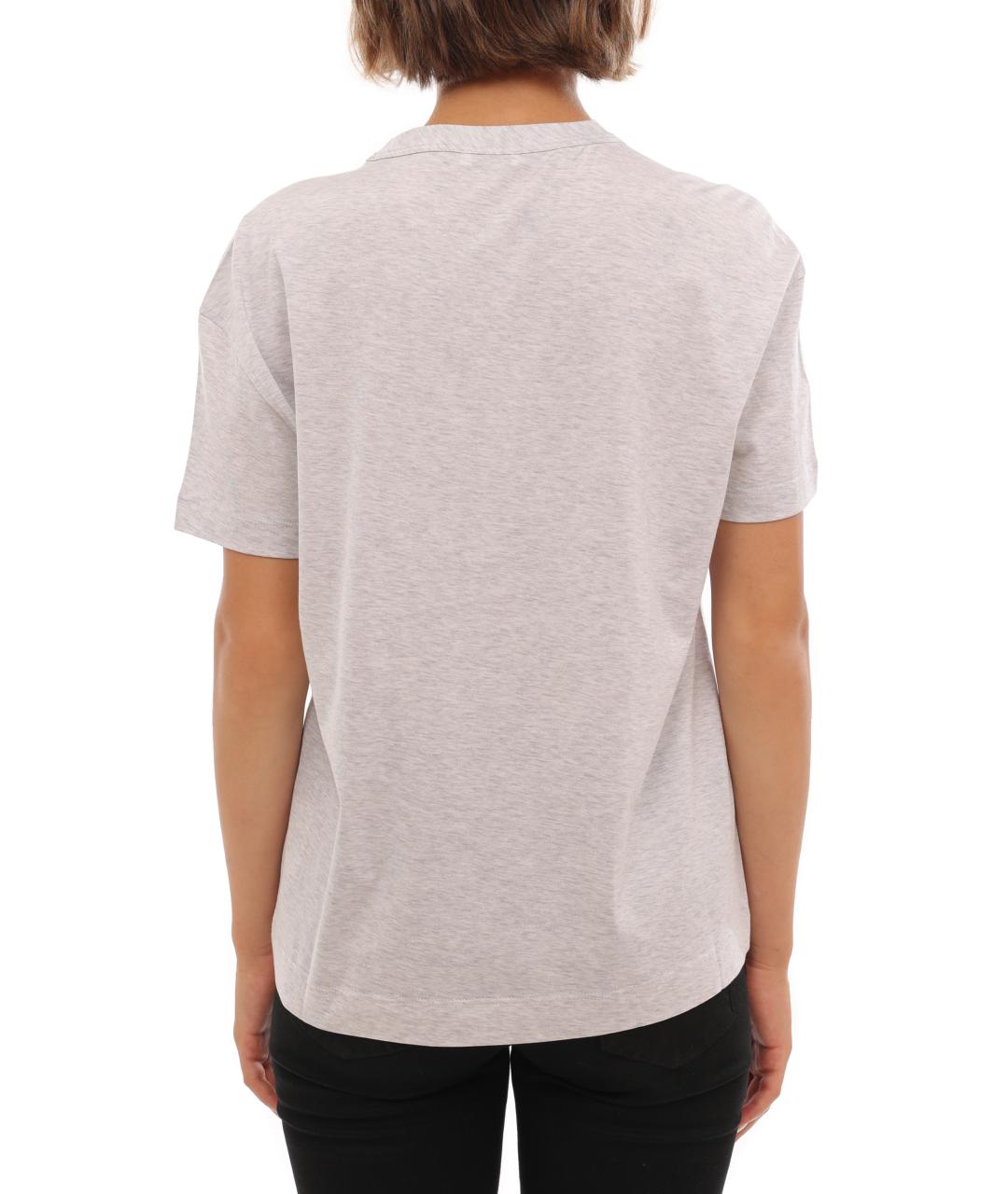 BRUNELLO CUCINELLI Серая хлопковая футболка, фото 4