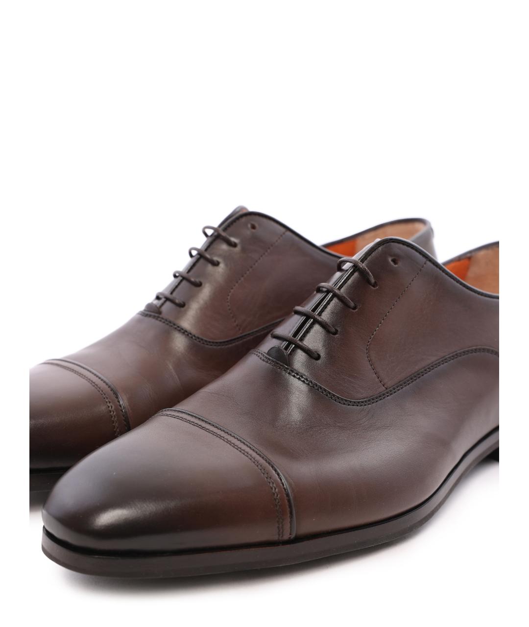 SANTONI Коричневые кожаные туфли, фото 5