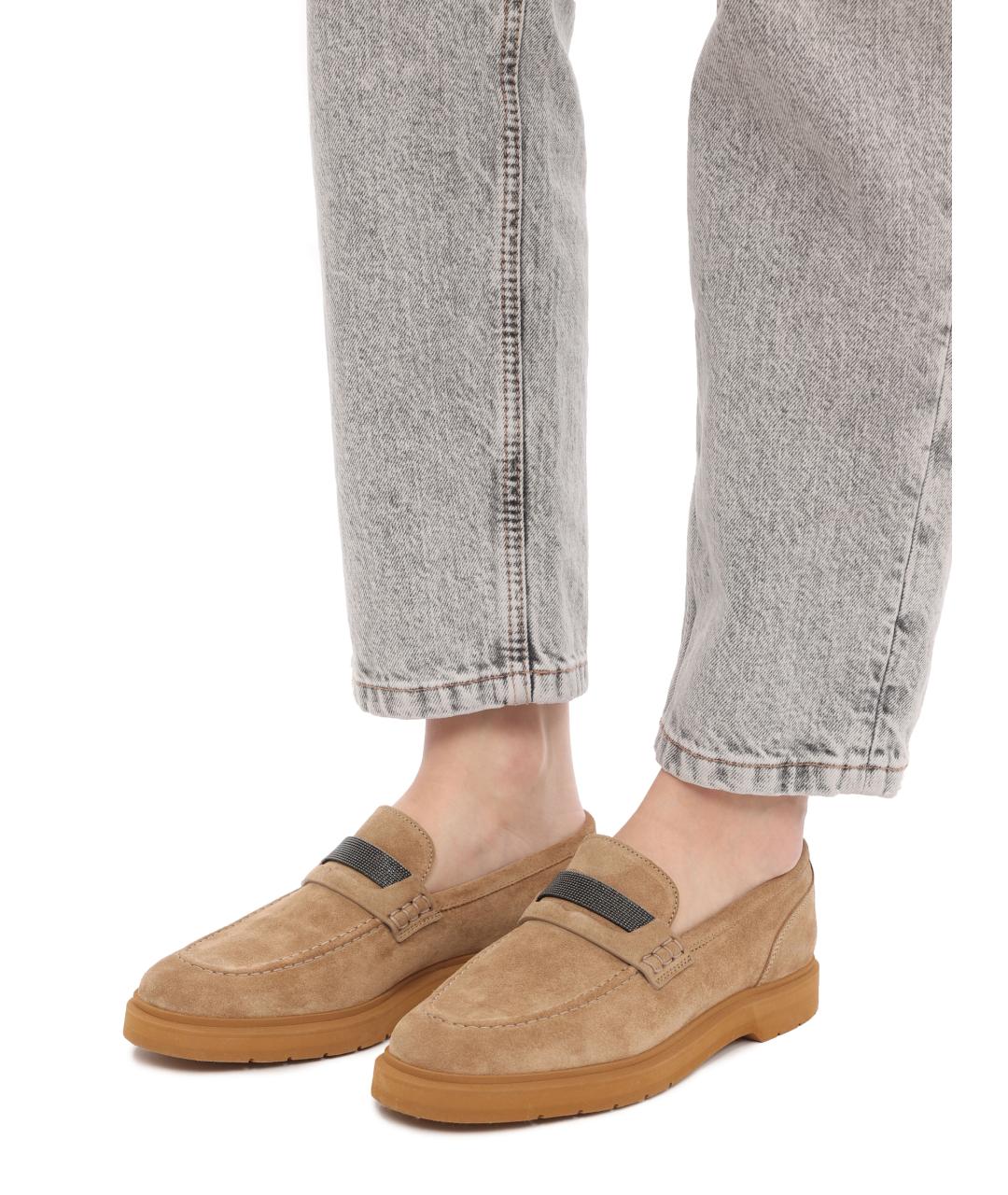 BRUNELLO CUCINELLI Коричневые замшевые лоферы, фото 9