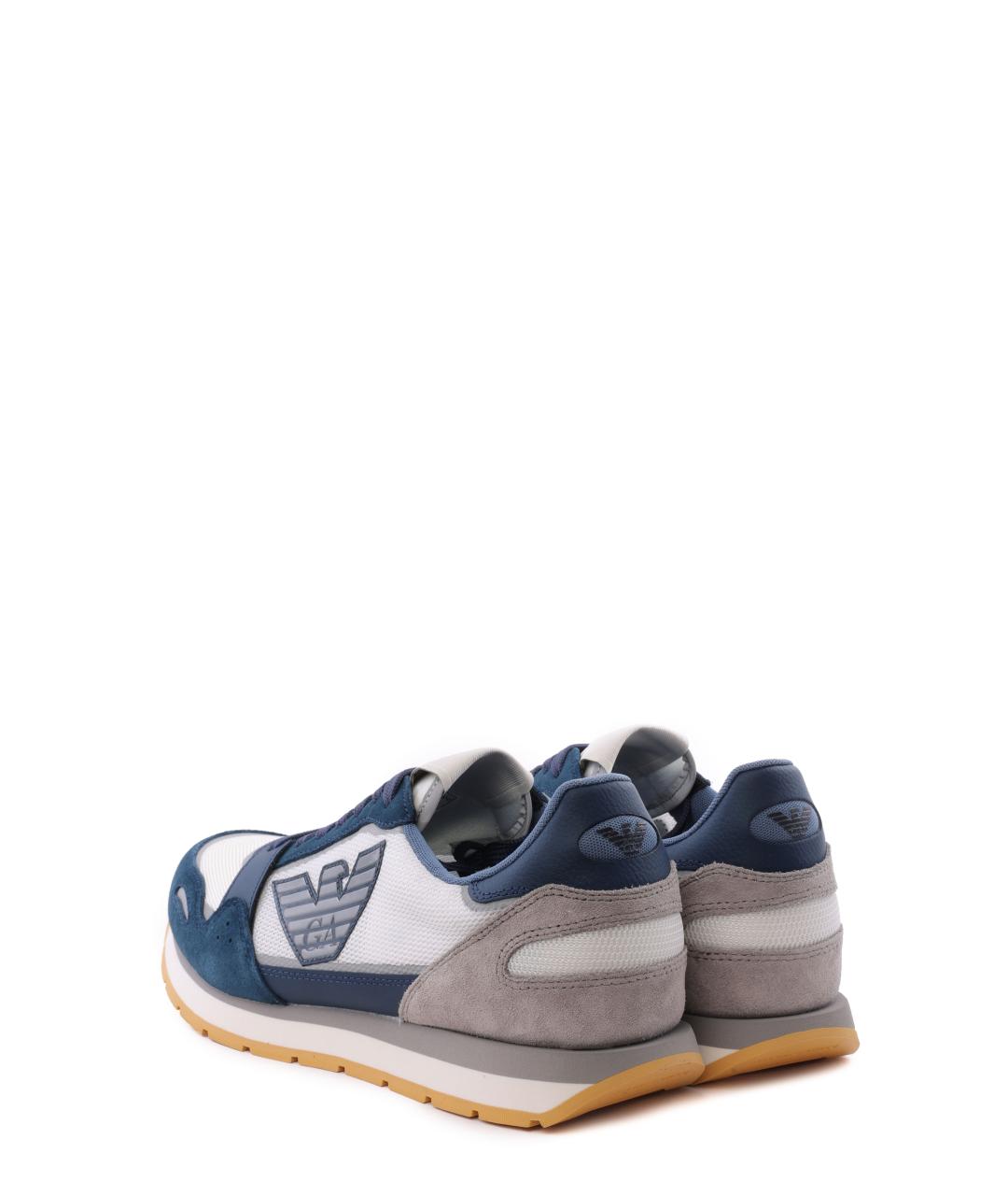 EMPORIO ARMANI Синие замшевые низкие кроссовки / кеды, фото 2