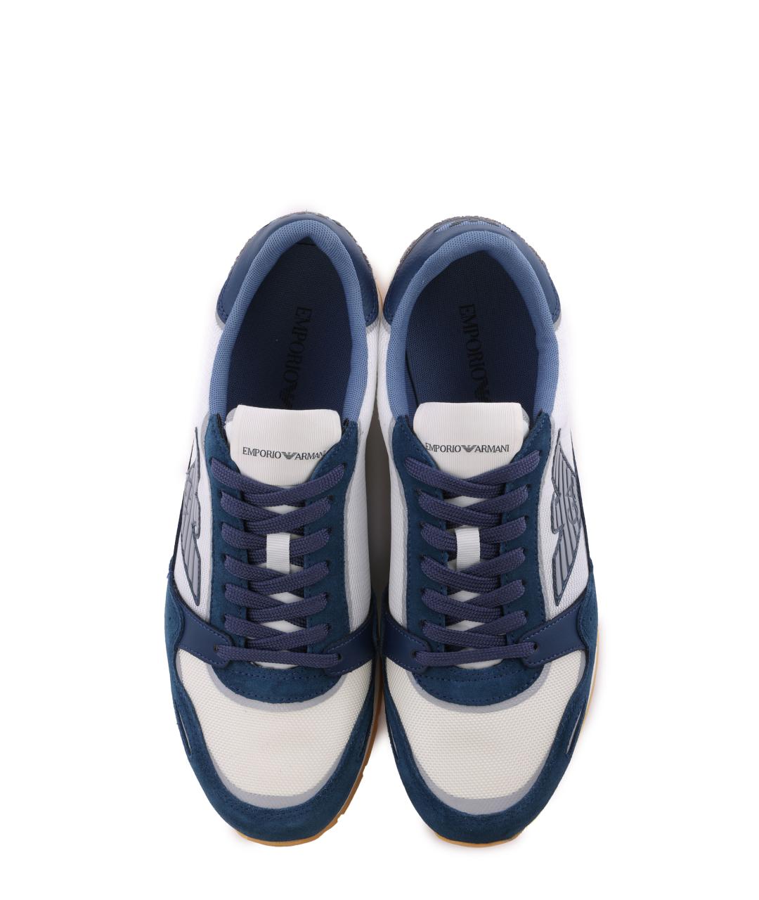 EMPORIO ARMANI Синие замшевые низкие кроссовки / кеды, фото 4