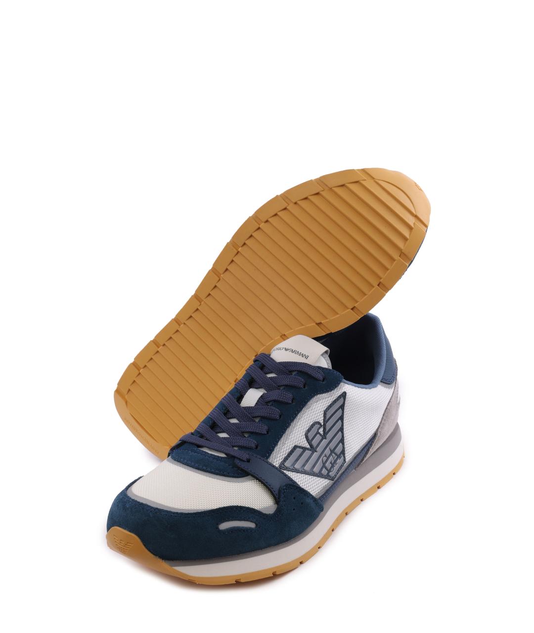 EMPORIO ARMANI Синие замшевые низкие кроссовки / кеды, фото 3