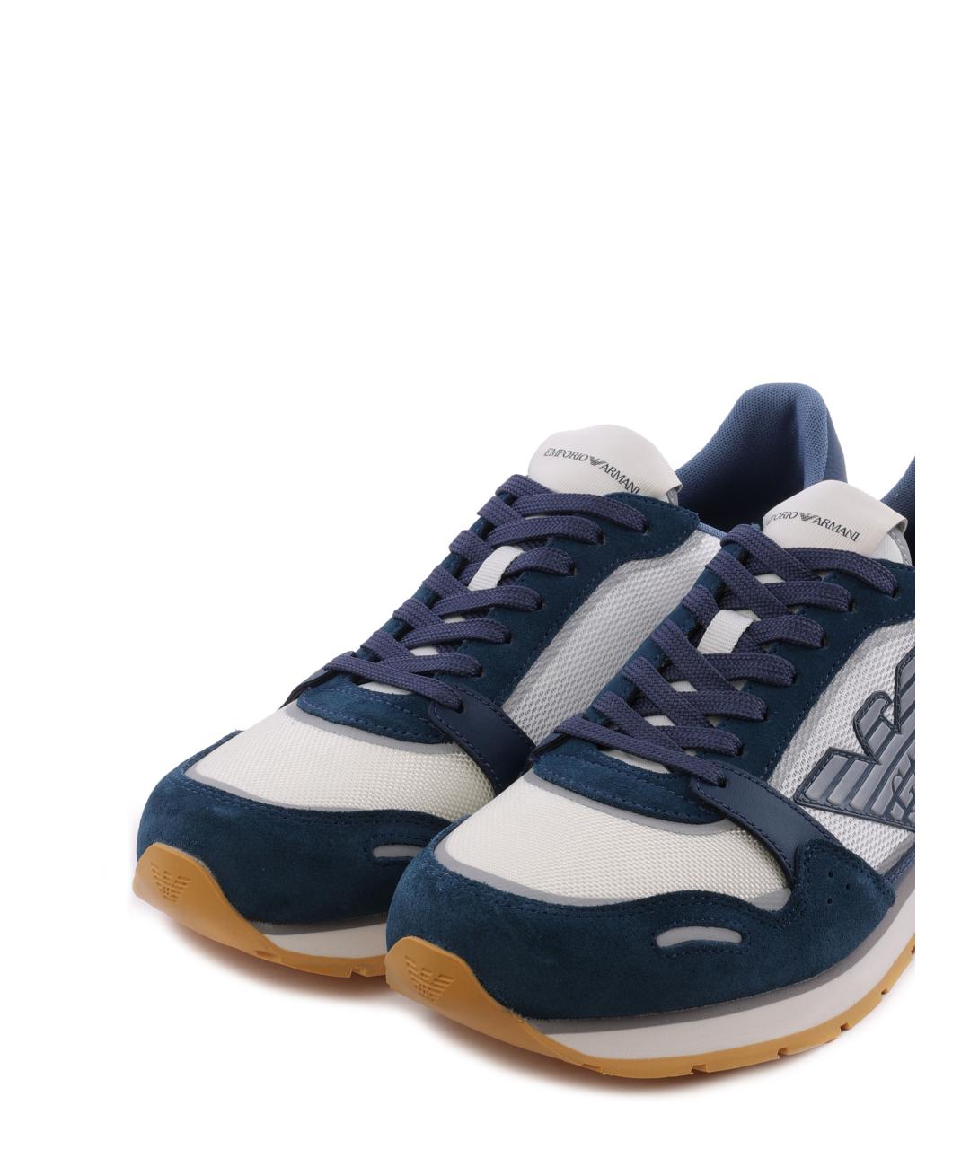 EMPORIO ARMANI Синие замшевые низкие кроссовки / кеды, фото 6