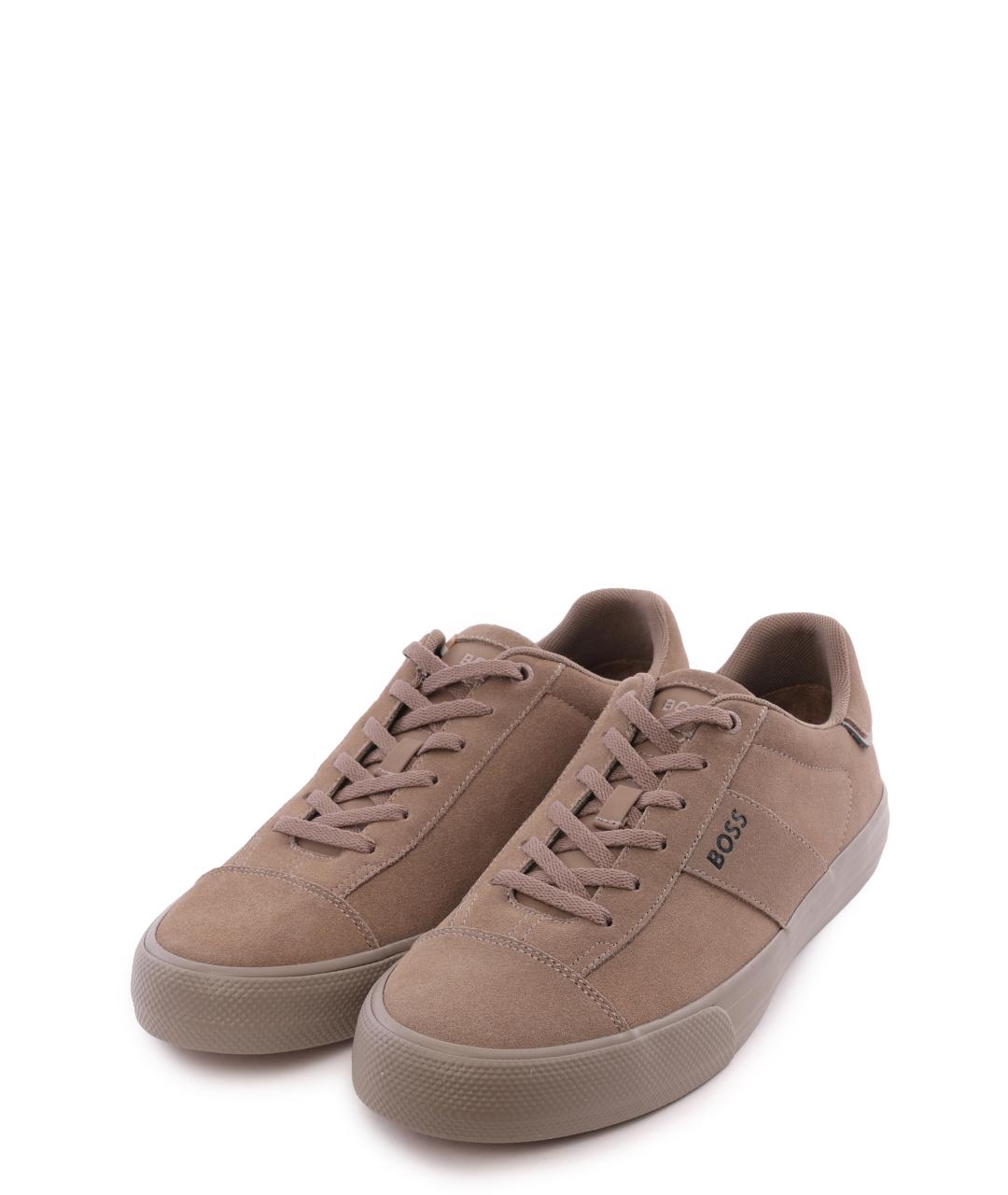 HUGO BOSS Коричневые замшевые низкие кроссовки / кеды, фото 2