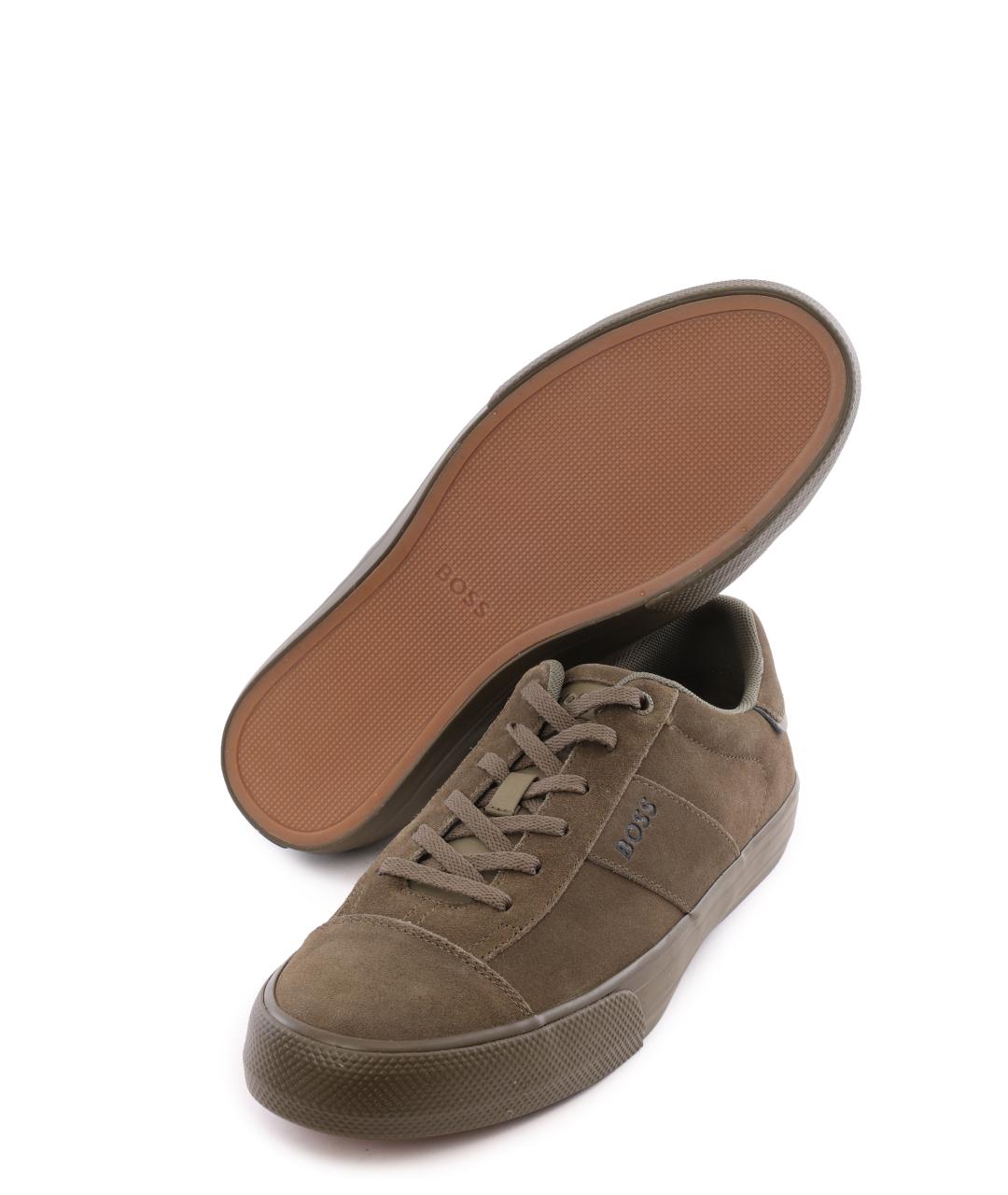 HUGO BOSS Хаки замшевые низкие кроссовки / кеды, фото 4