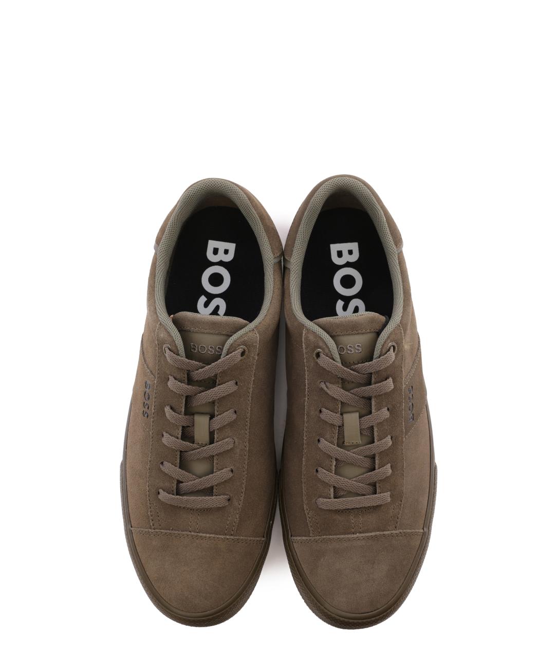 HUGO BOSS Хаки замшевые низкие кроссовки / кеды, фото 3
