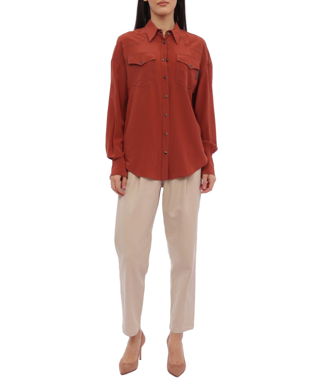 BRUNELLO CUCINELLI Оранжевая шелковая рубашка, фото 2