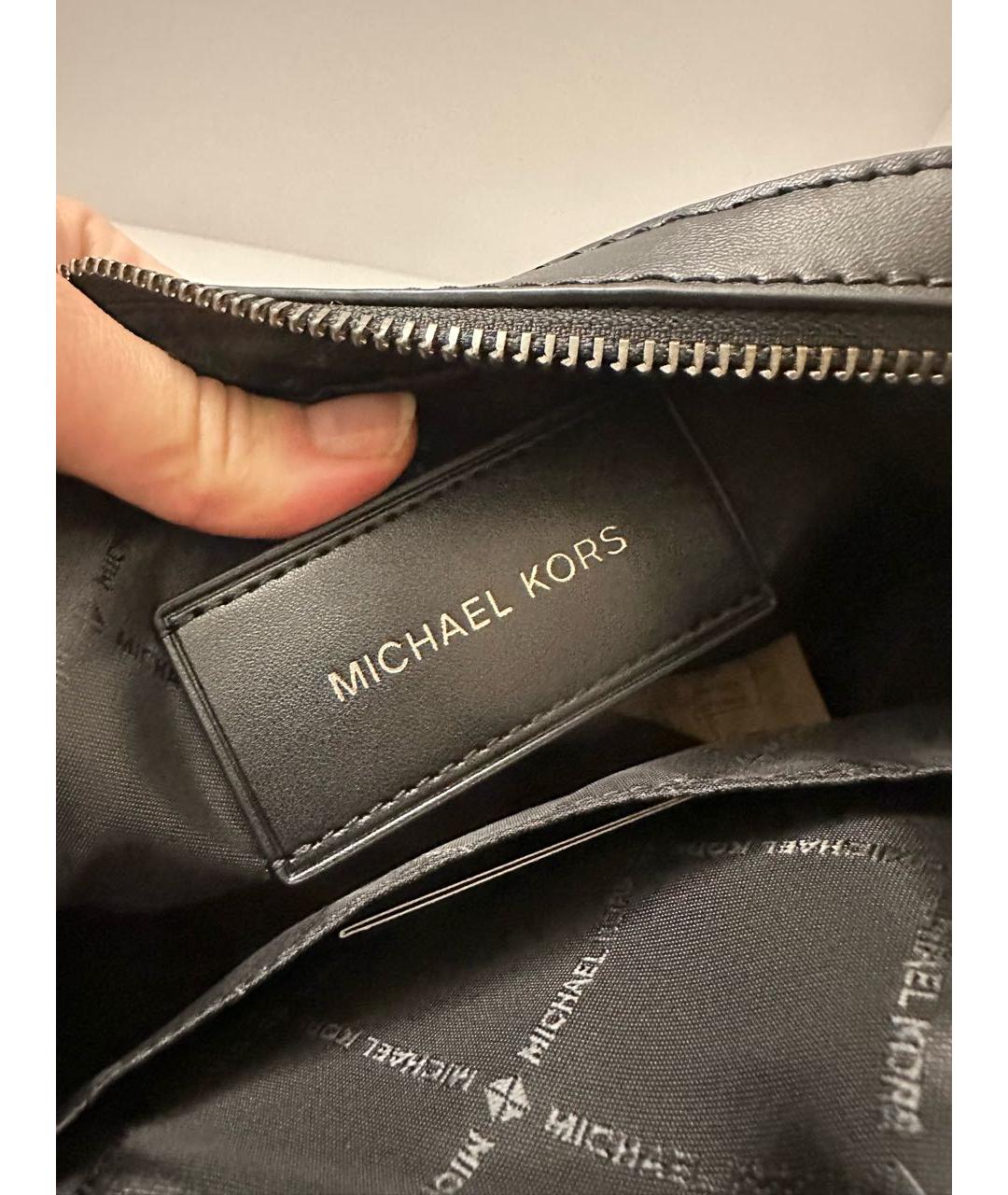 MICHAEL KORS Черная кожаная сумка на плечо, фото 4