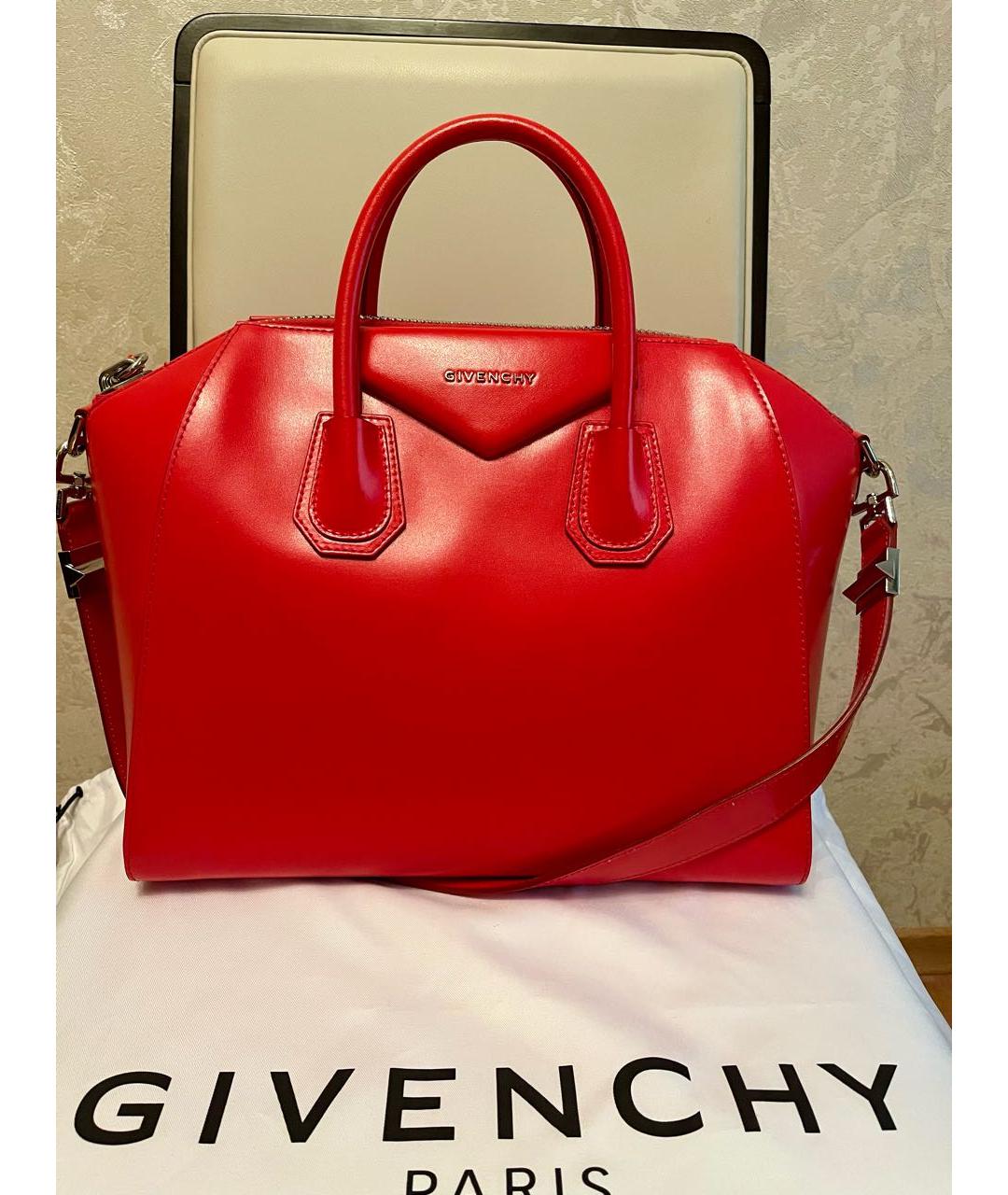 GIVENCHY Красная кожаная сумка с короткими ручками, фото 5