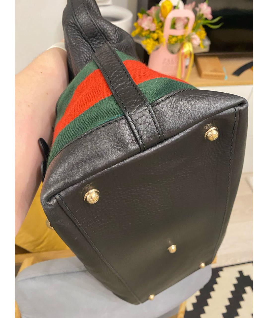 GUCCI Черная кожаная сумка с короткими ручками, фото 4