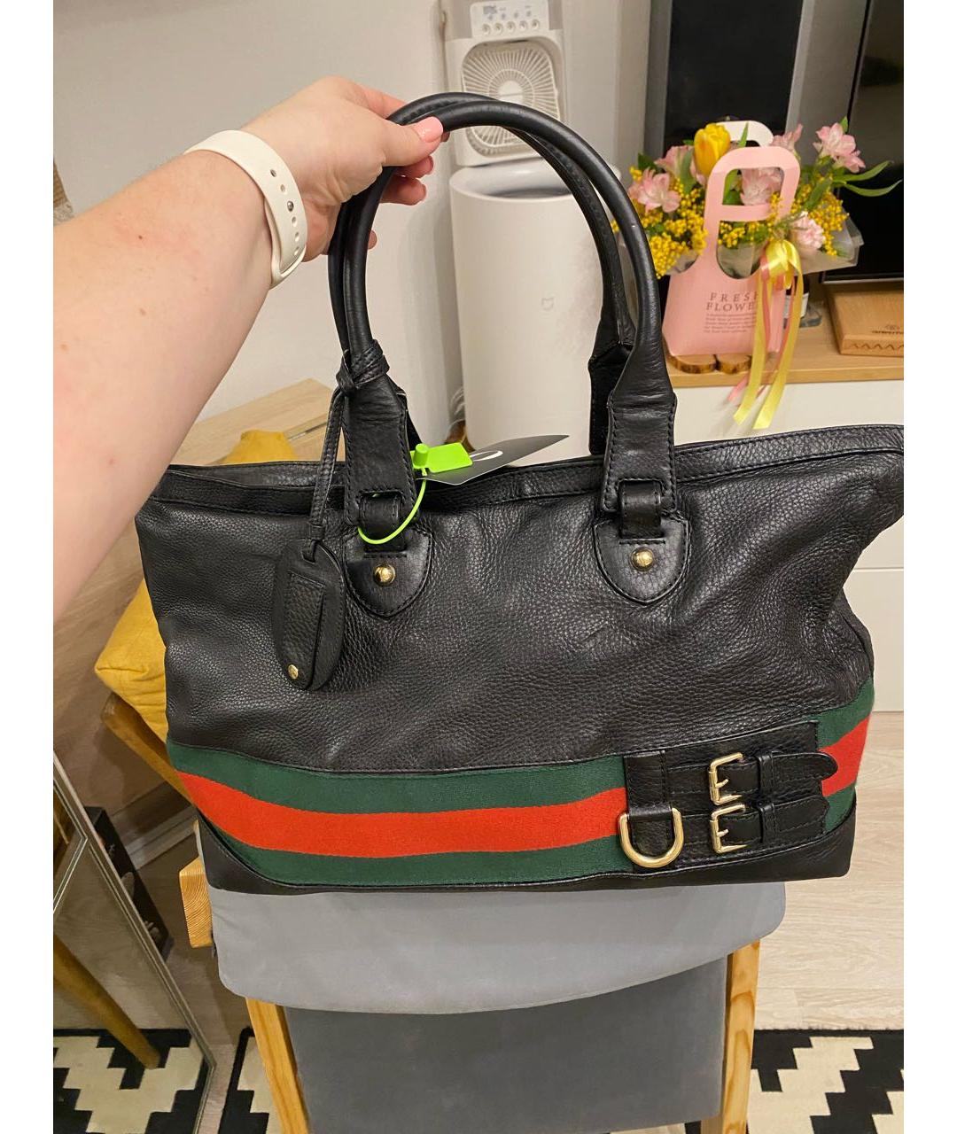 GUCCI Черная кожаная сумка с короткими ручками, фото 2